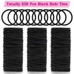 Elásticos negros Anezus 3 mm, aptos para cabellos finos y gruesos, sujeción segura.