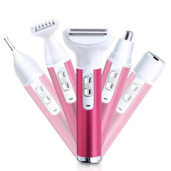 ANFOOS 5-in-1 shaver for women, versatile grooming for face and body.