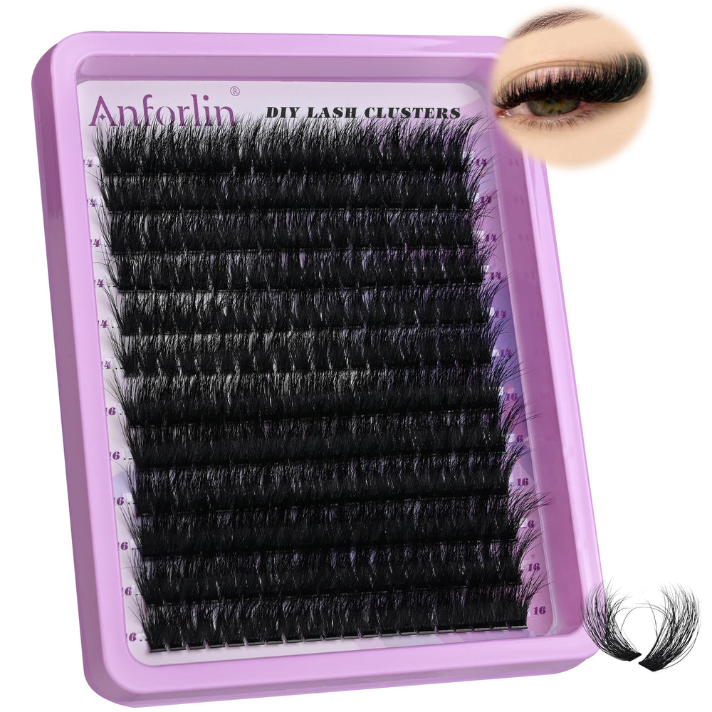 Anforlin Lash Clusters 14-16mm pack front view for versatile daily to dramatic looks
