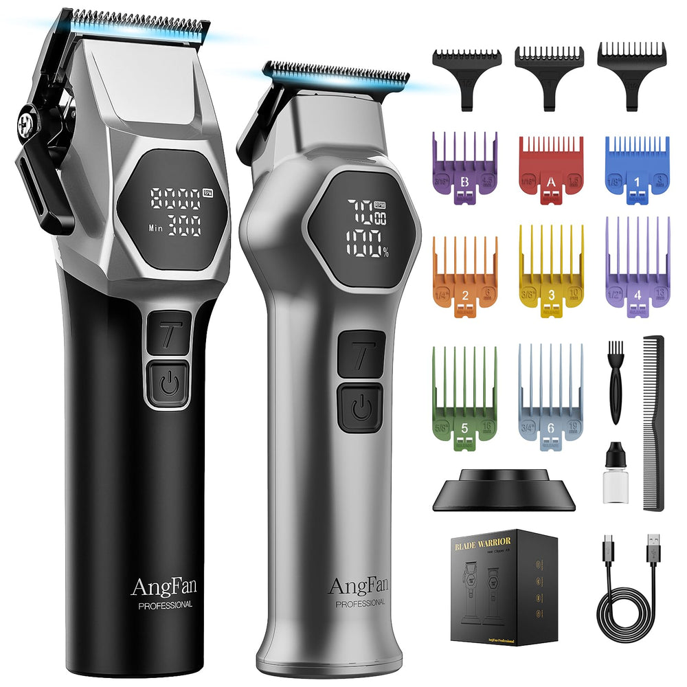 ANGFAN professional hair clippers with 8000RPM turbo for quick, clean fades.