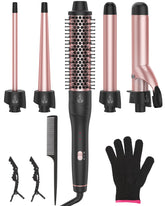 ANIEKIN 5-in-1 curling set with interchangeable irons for versatile styling on all hair types.