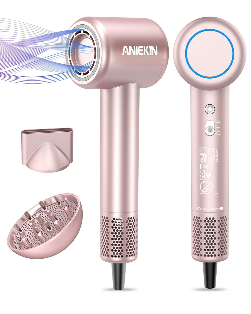 ANIEKIN hair dryer compact design for home and travel use