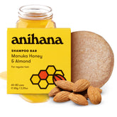 ANIHANA Shampoobar con Miel de Manuka y Almendra, envase sostenible para reducir plástico.