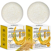 ANKOOY Rice Water Shampoo Bar bottle highlights growth benefits for thicker-looking hair.