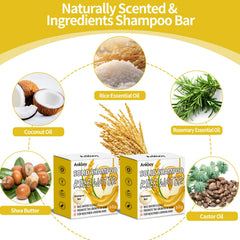ANKOOY Rice Water Shampoo Bar ingredients include olive oil for scalp nourishment.