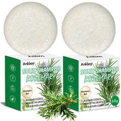 ANKOOY rosemary shampoo bar 2-pack for thinning hair, natural cleansing and scalp balance.