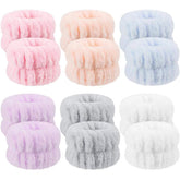 Anmieciu wrist washband set with six colorful pairs for mess-free face washing.