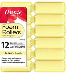 Annie Foam Hair Rollers with soft foam for comfortable heatless curls overnight.