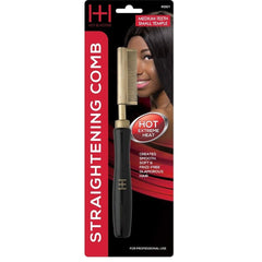 Annie Hot & Hotter thermal straightening comb on hair delivers precise heat for frizz control and smooth results.