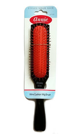 Annie Wire Cushion Wig Brush with soft bristles for gentle detangling on wigs.