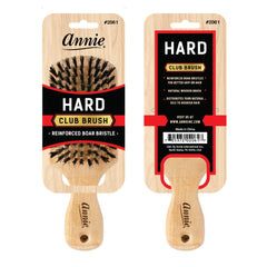 Annie wooden-handle hard club brush close-up highlights natural wood finish and durability.