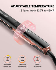 ANNLARY 3D floating plates glide through hair for effortless styling.