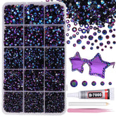 AnoleAir 12000pc black AB purple rhinestones kit for versatile bedazzling projects.