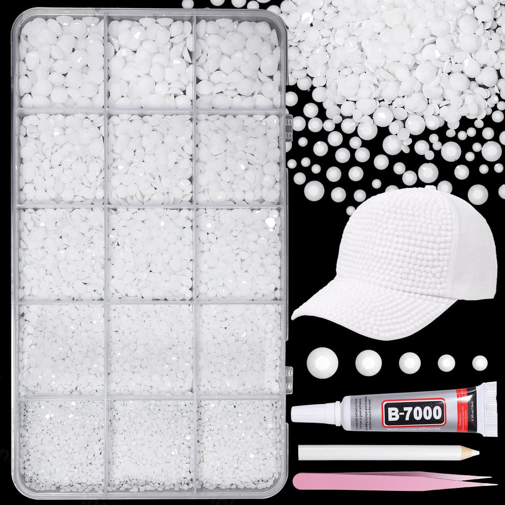 AnoleAir 12000pc white rhinestones kit for dazzling DIY crafts, ideal for tumblers and jewelry.