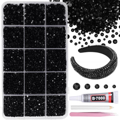 AnoleAir 12,000 black rhinestones kit with flatback gems for DIY crafts