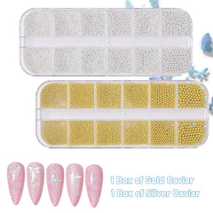 AnoleAir caviar beads applied on nails for creative designs.