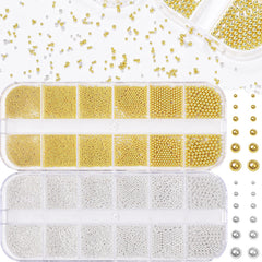 AnoleAir packaging of silver and gold caviar beads for elegant nail art.