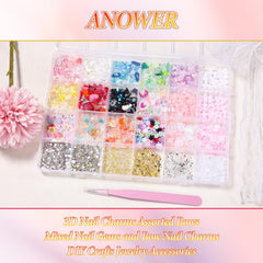 Anower 3D nail charms bow creates cute, playful nail accents