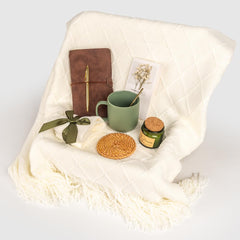 Anforsun lavender scented candle creates a calming spa-like ambiance.