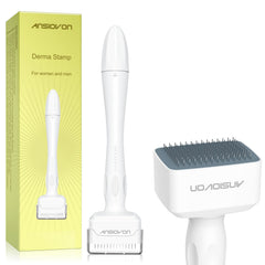 ANSIOVON Derma Stamp used on the face for smoother skin texture.