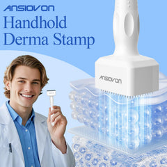 ANSIOVON Derma Stamp used on the scalp for balanced texture and look.