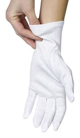 ANSMIO 2 pairs white cotton gloves in packaging for easy storage and reuse