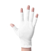 ANSMIO white cotton moisturizing gloves with fingerless design for easy phone use.