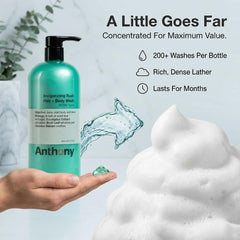 Close-up of Anthony Invigorating Rush cleansing hair and skin