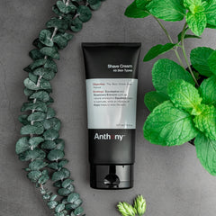 Anthony shaving cream with squalane offers gentle lubrication for sensitive skin.