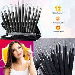 Antonki pointed-tip tweezers for precise handling in electronics, jewelry, and hobby projects.