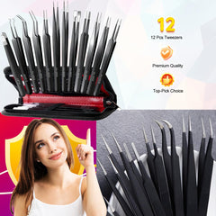 Antonki tweezers with organized case for easy storage and quick access.