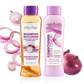 ANYELUZ onion shampoo bottle close-up with natural onion infusion for revitalized scalp.