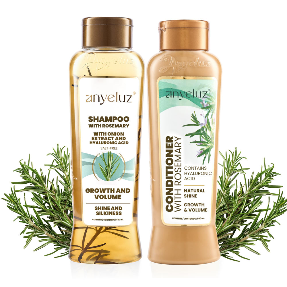 ANYELUZ rosemary shampoo bottle front offers a refreshing cleanse.