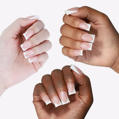 Anyos conjunto de uñas francesas con 16 tallas para ajuste perfecto.