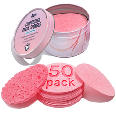 AOA Studio compressed pink facial sponge for gentle cleansing and makeup removal.