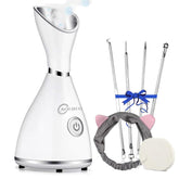 AOEDEO nano-ionic face steamer front view highlights compact home and travel-friendly design.