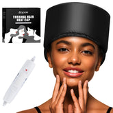 AOPOW heated thermal steamer cap front view for at-home conditioning