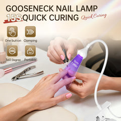 AORAEM LED lamp shows 360-degree rotation for versatile nail curing.