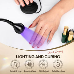 AORAEM nail lamp with clamp base keeps the workstation stable during gel polishing.