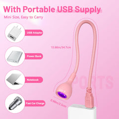 AORAEM pink gooseneck nail light delivers gentle pink illumination for even curing.