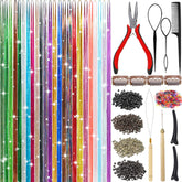 Aouuhe Hair Tinsel kit with 24 colors adds shimmering color to everyday hairstyles.