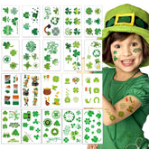 AOYOO St Patrick's Day tattoos, 20 sheets shown, ideal for festive party decor.