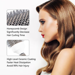 Aozzy round brush 45mm barrel builds wide, voluminous curls during blow-drying.
