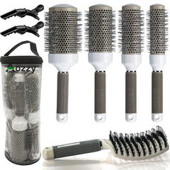 Aozzy round brush set for blow drying with multiple barrels for quick, smooth styling.