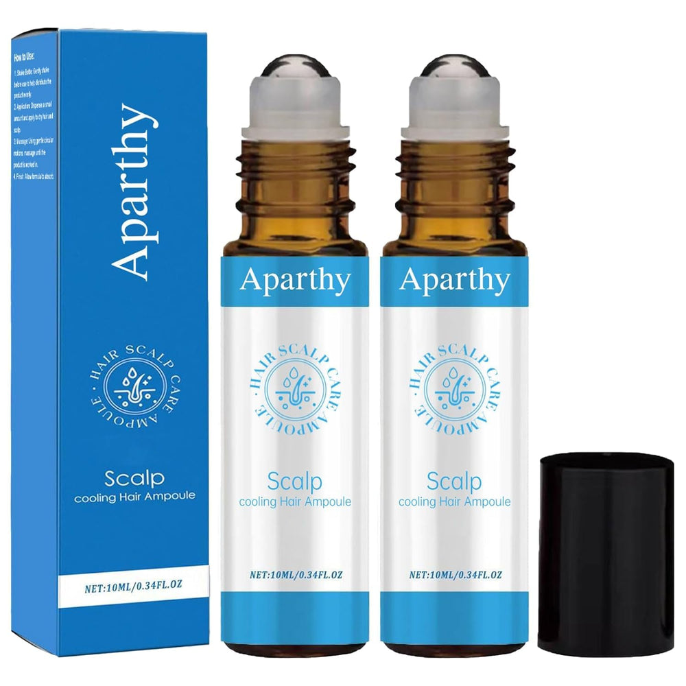 Aparthy hair growth roll-on bottle closeup for targeted scalp nourishment