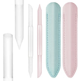Apausvcm glass cuticle pusher set in green and pink with leather cases for travel