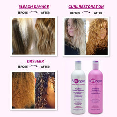 Aphogee balancing moisturizer massaged into damp hair.