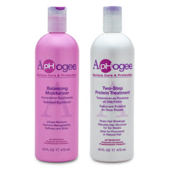 Aphogee Double Bundle protein bottle closeup for stronger-looking hair.