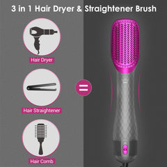 APOKE 3 in 1 hair dryer brush gray demonstrates 360-degree swivel cord for flexible styling