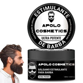Apolo Cosmetics beard-stimulating balm bottle for fuller-looking beard